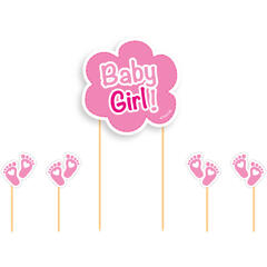 Kaketopper Pinne - Baby Girl Babyshower 5pk