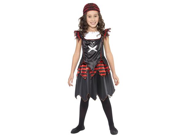 Kostyme - Pirat Sjørøver - Sort Jente - 4-6 År 