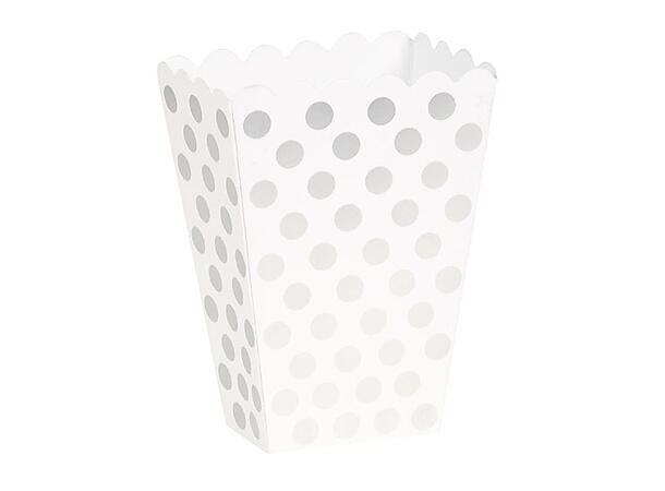 Popcorn Box - Sølv Dots 8pk