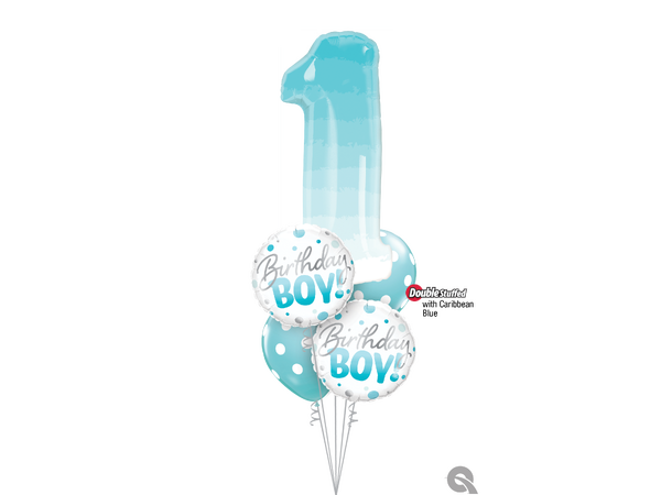Premium Folieballong - "Birthday Boy" Blå Prikker - 46cm 