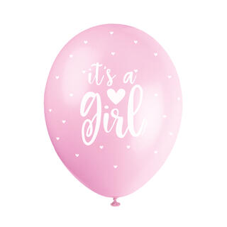 Ballonger Assortert - "it's a Girl" Rosa 30cm - 5pk