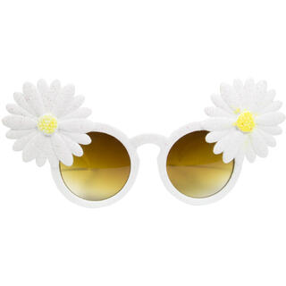 Briller - Hvit med Blomst - Sommer Plast
