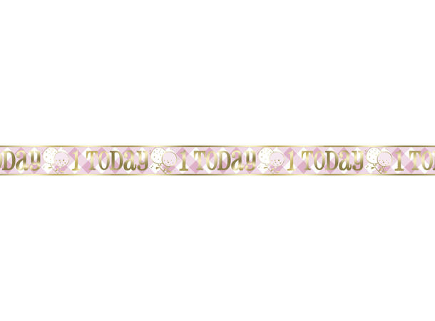 Foliebanner - Første Bursdag Rosa Ruter - 3.65m