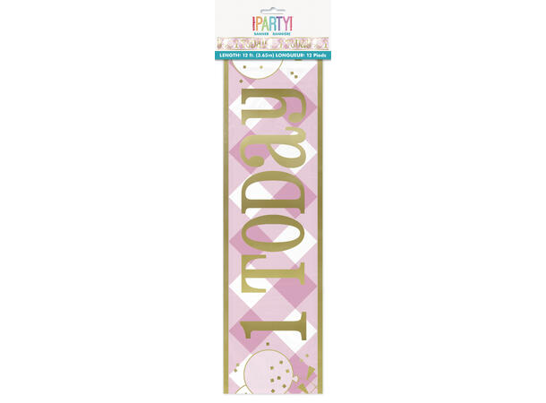Foliebanner - Første Bursdag Rosa Ruter - 3.65m
