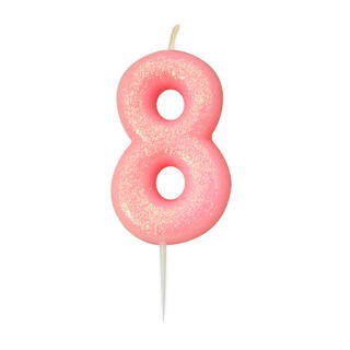 Kakelys - Nummer 8 - Glitter Rosa 7cm
