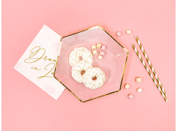 Papirsugerør - Stripete Gull 19.5cm - 10pk 