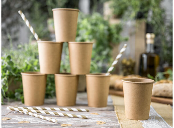 Papirsugerør - Stripete Gull 19.5cm - 10pk 