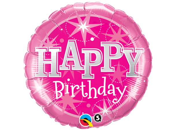 Premium Folieballong - "Happy Birthday" Rosa Gnist - 46cm