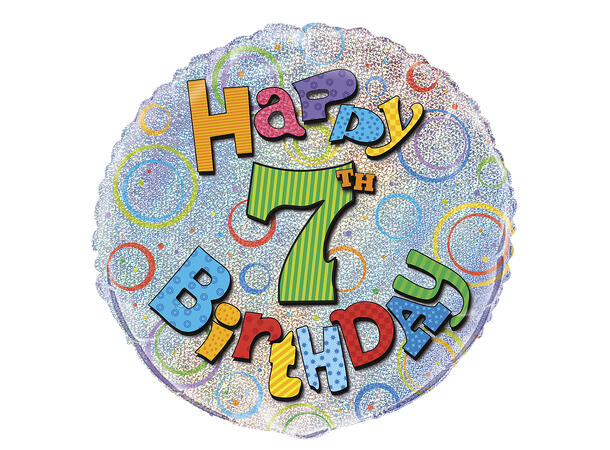 Prismatisk Happy 7th Birthday 1 Folieballong - 46cm(18")