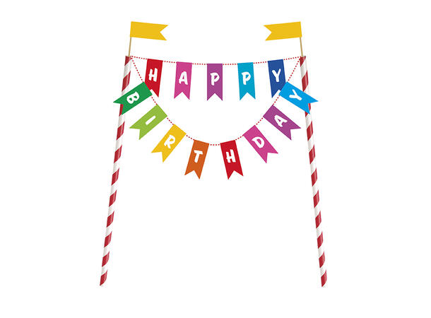 Regnbuebursdag - "Happy Birthday" 1 Kaketopp