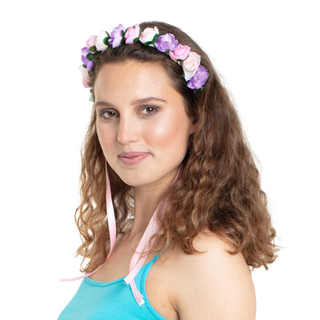 Tiara - Blomster - Rosa & Lilla Med Sløyfe