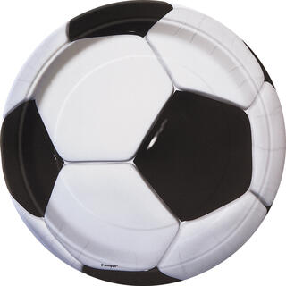 3D Fotball - Plastfri 8 Runde tallerkener i papp - 23cm