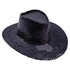 Cowboyhatt - Sort med paljetter 1 Hatt