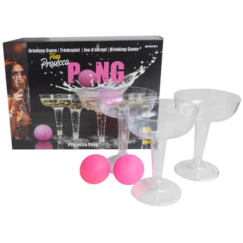Drikkelek - Porsecco Pong 12 Proseccoglass  og 3 baller i plast