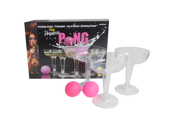 Drikkelek - Porsecco Pong 12 Proseccoglass  og 3 baller i plast
