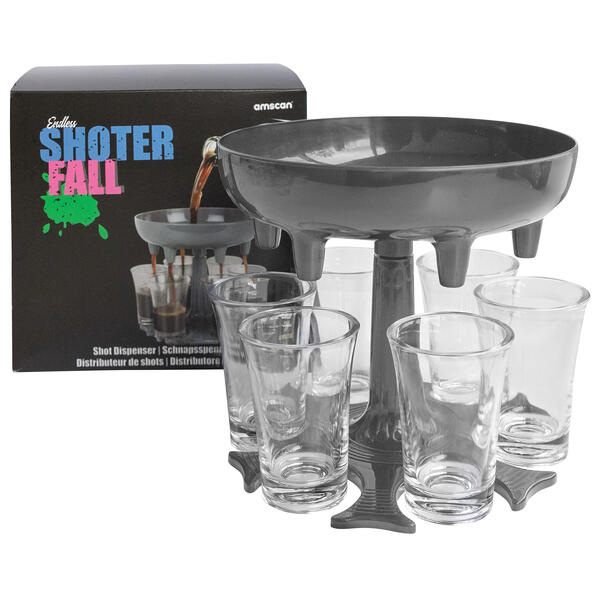 Drikkelek - Shot dispenser 1 Dispenser og 6 shotteglass i plast