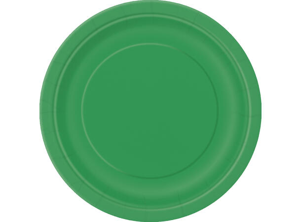Ensfarget Smaragdgrønn - Plastfri 8 Runde tallerkener i papp - 23cm