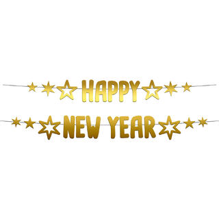 Letterbanner - Happy New Year - Gold 1 Bokstavbanner i papir - 150x14 cm