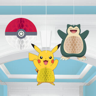 Pokemon 3 Honeycombdekorasjoner  - dia 17-22cm