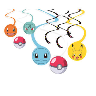Pokemon 6 Hengedekorasjoner - 3x40cm og 3x60cm