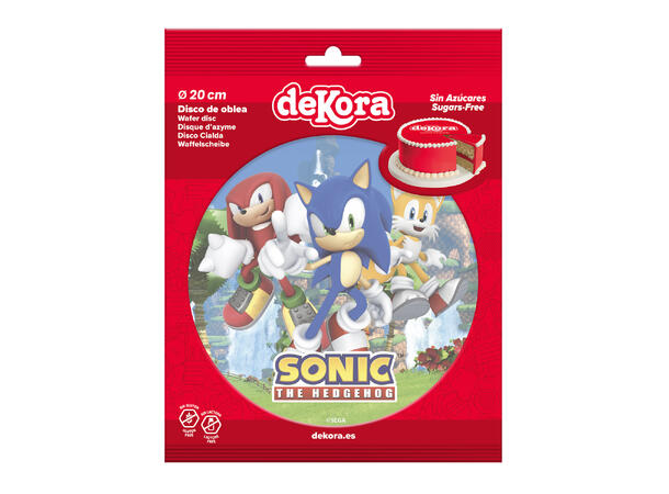 Sonic 1 spiselig kakeskilt - 20cm