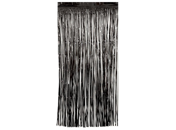 Sort Folie - Frynsegardin 1 Frynsegardin - 1x2m