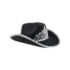Cowboyhatt - Sort med paljetter og krone 1 Hatt