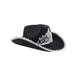 Cowboyhatt - Sort med paljetter og krone 1 Hatt