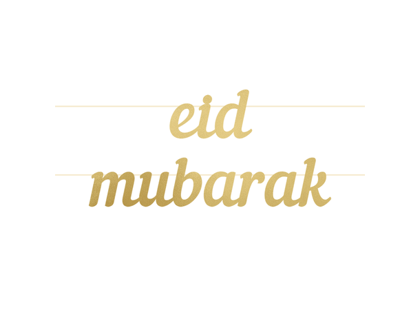 Eid Mubarak - Gold 1 Bokstavbanner i papir - 2m