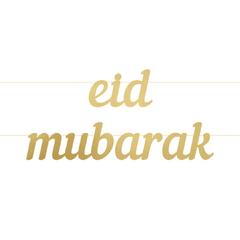 Eid Mubarak - Gold 1 Bokstavbanner i papir - 2m
