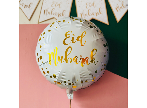 Eid Mubarak - Gold & Dots 1 Rund folieballong - 43cm (18")