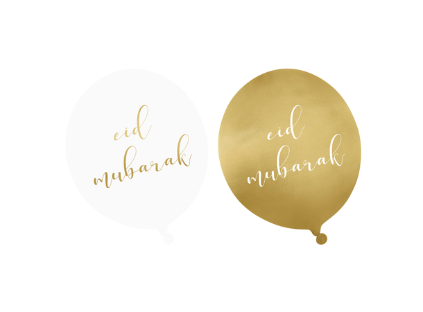 Eid Party - White & Gold 10 Gummiballonger - 30cm (12")