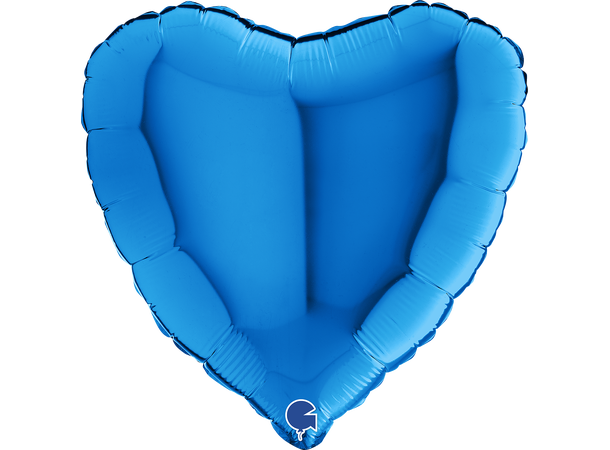 Ensfarget - Blue 1 Folieballong - Hjerte - 18" (43cm)