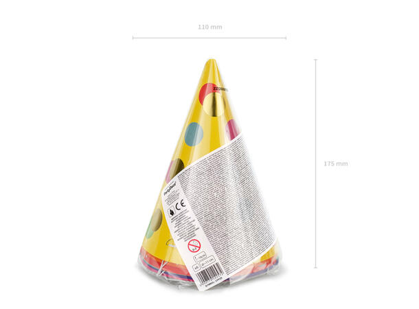 Festhatter prikker - miks 6 Papirhatter - 16cm