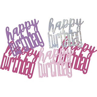 Konfetti - Happy Birthday - Rosa & Sølv 14g
