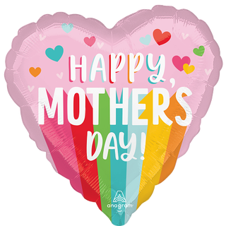 Mothers Day - Bright Stripes 1 Folieballong - Hjerte - 18" (43cm)