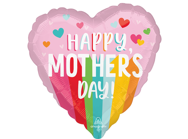 Mothers Day - Bright Stripes 1 Folieballong - Hjerte - 18" (43cm) 