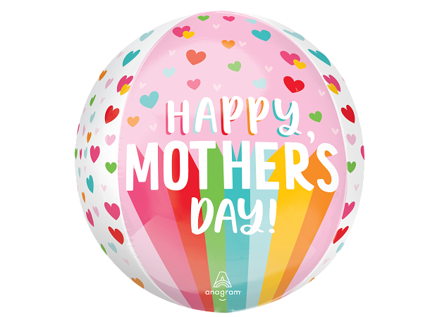Mothers Day - Bright Stripes & Hearts 1 Ballongball - ORBZ - 38x40cm 