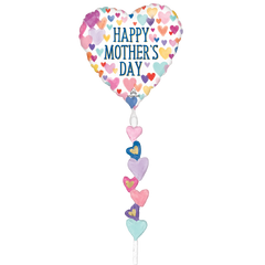 Mothers Day - Sprinkled Hearts 1 Folieballong med form - 63x175cm