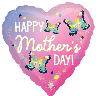 Mothers Day - Vibrant Flutters 1 Folieballong - Hjerte - 18" (43cm)