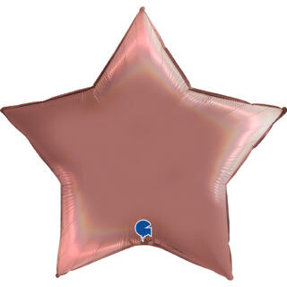 Rainbow Holographic - Platinum Rosè 1 Folieballong - Stjerne - 36" (91cm)