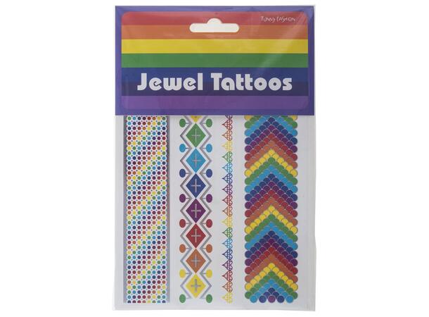 Rainbow glitter tatoos - 3 assorterte 1 Ark med tre ulike tatoo klistremerker