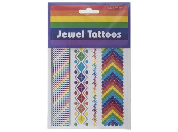 Rainbow glitter tattoos - 3 assorterte 1 Ark med tre ulike tatoo klistremerker