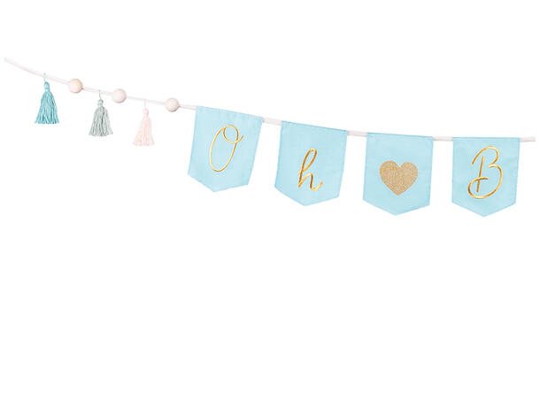 "Oh Baby" banner m/tassels - Lys Blå 1 Banner i papir - 2,5m