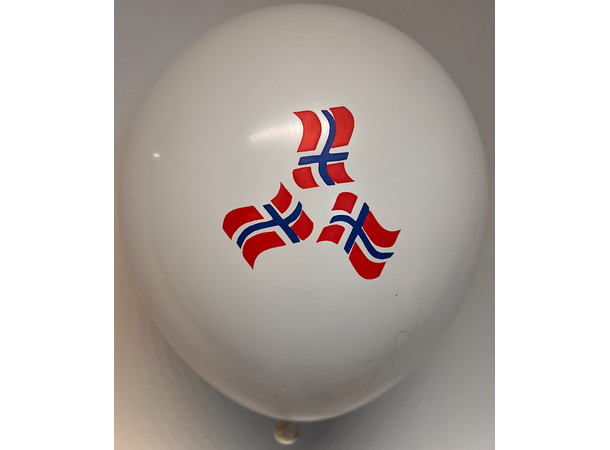 17. mai ballonger - Hvite m/norske flagg 8 Gummiballonger