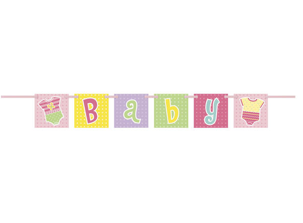 Babyshower - Rosa Prikker 1 Blokkbanner i papir