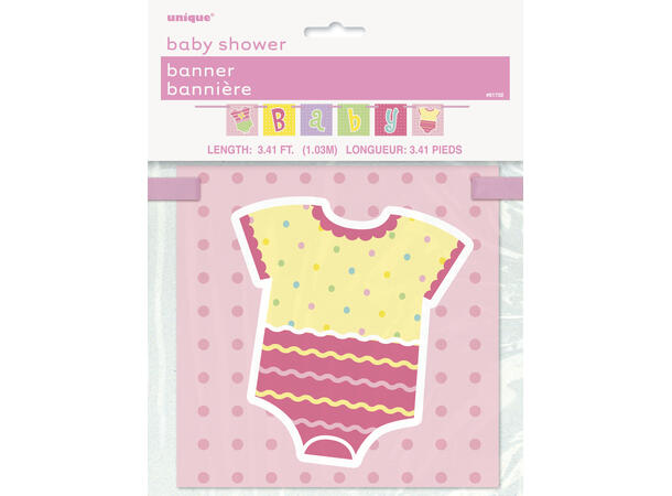 Babyshower - Rosa Prikker 1 Blokkbanner i papir