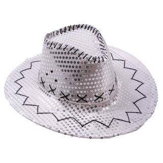 Cowboyhatt - Sølv med paljetter 1 Hatt