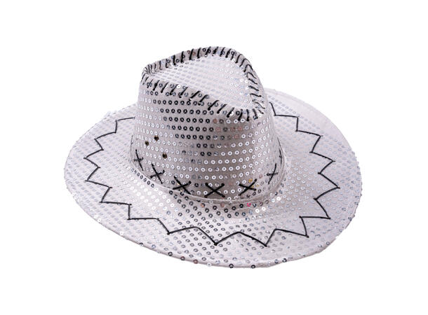 Cowboyhatt - Sølv med paljetter 1 Hatt