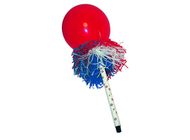 Fløyte m/ballong og dusk - Rød/Hvit/blå 1 Festfløyte - 34cm